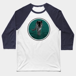 Gray Wolf Walking Baseball T-Shirt